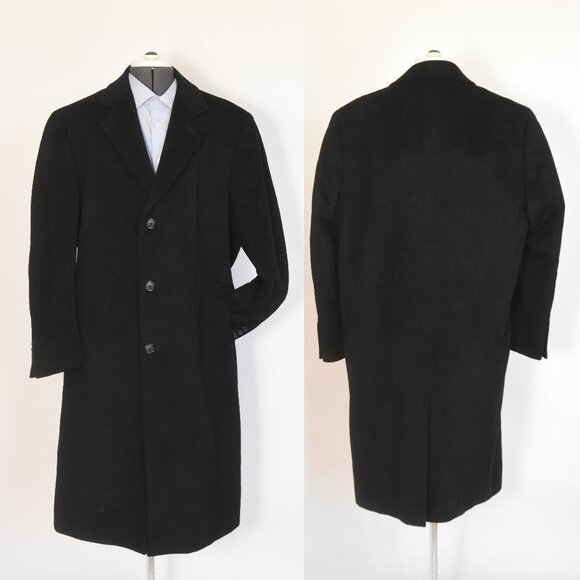Wool Cashmere Black Nautica Men's Dress Over Coat Classic Style Size 44R